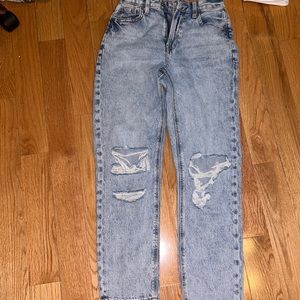 american eagle blue straight legged jeans size 0 regular